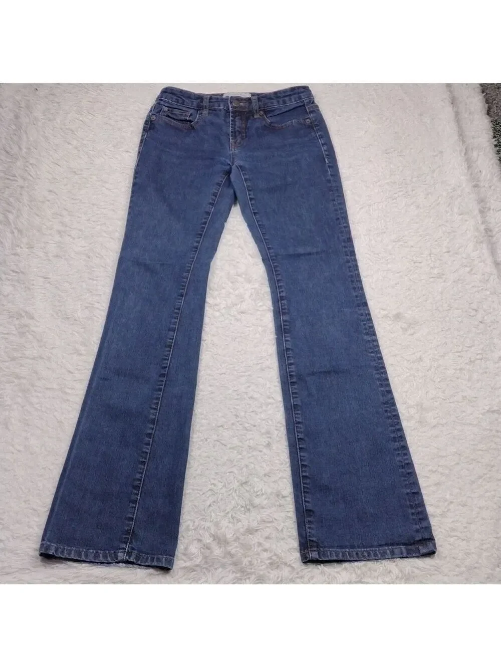 𝅺Henry & Belle Women's Blue Dark Wash Mid Rise Zip Up Signature Boot Cut Jeans